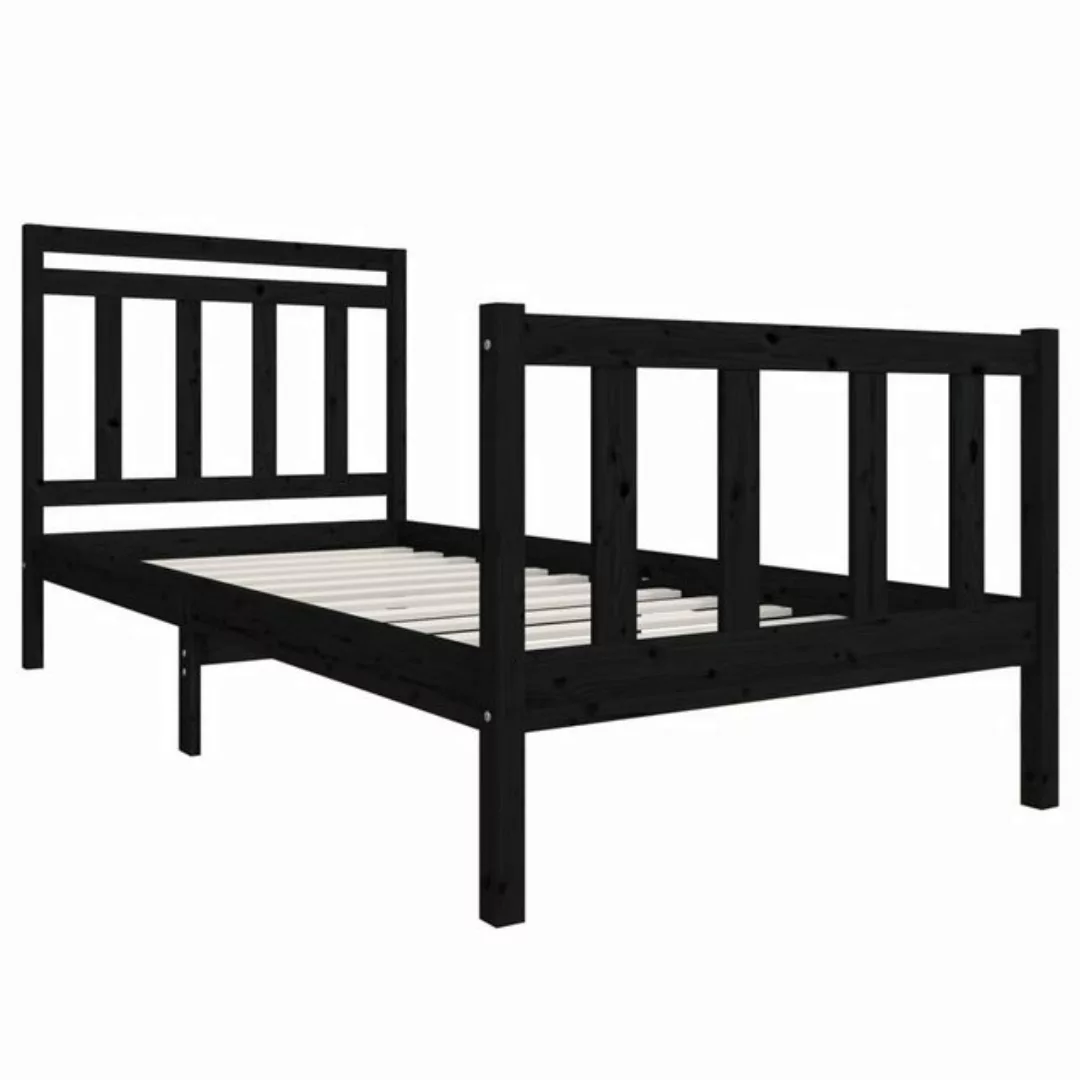 furnicato Bettgestell Massivholzbett Schwarz 90x200 cm (1-tlg) günstig online kaufen