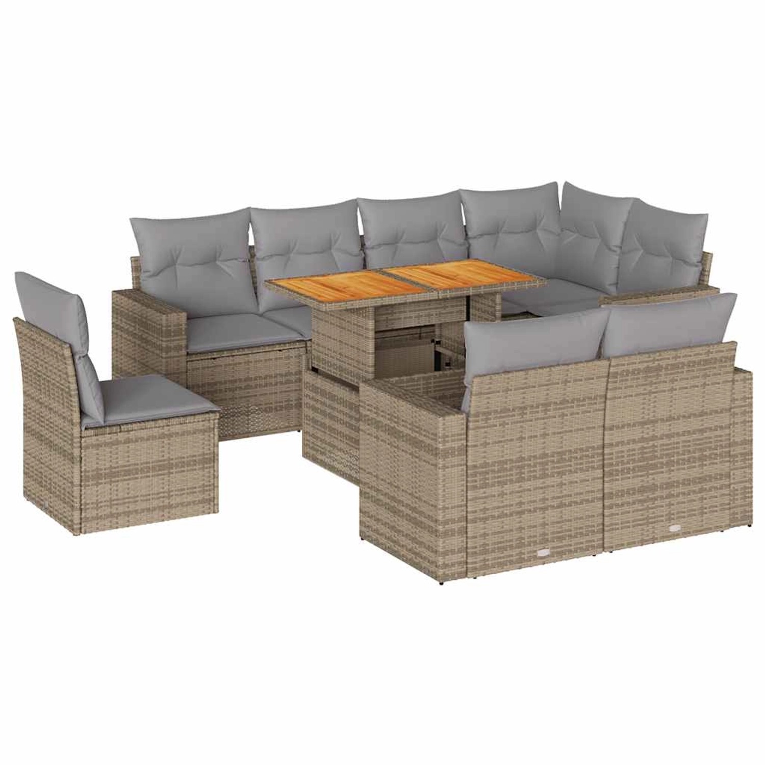 vidaXL 9-Tlg Garten-Sofagarnitur mit Kissen Beige Poly Rattan 3327055 günstig online kaufen