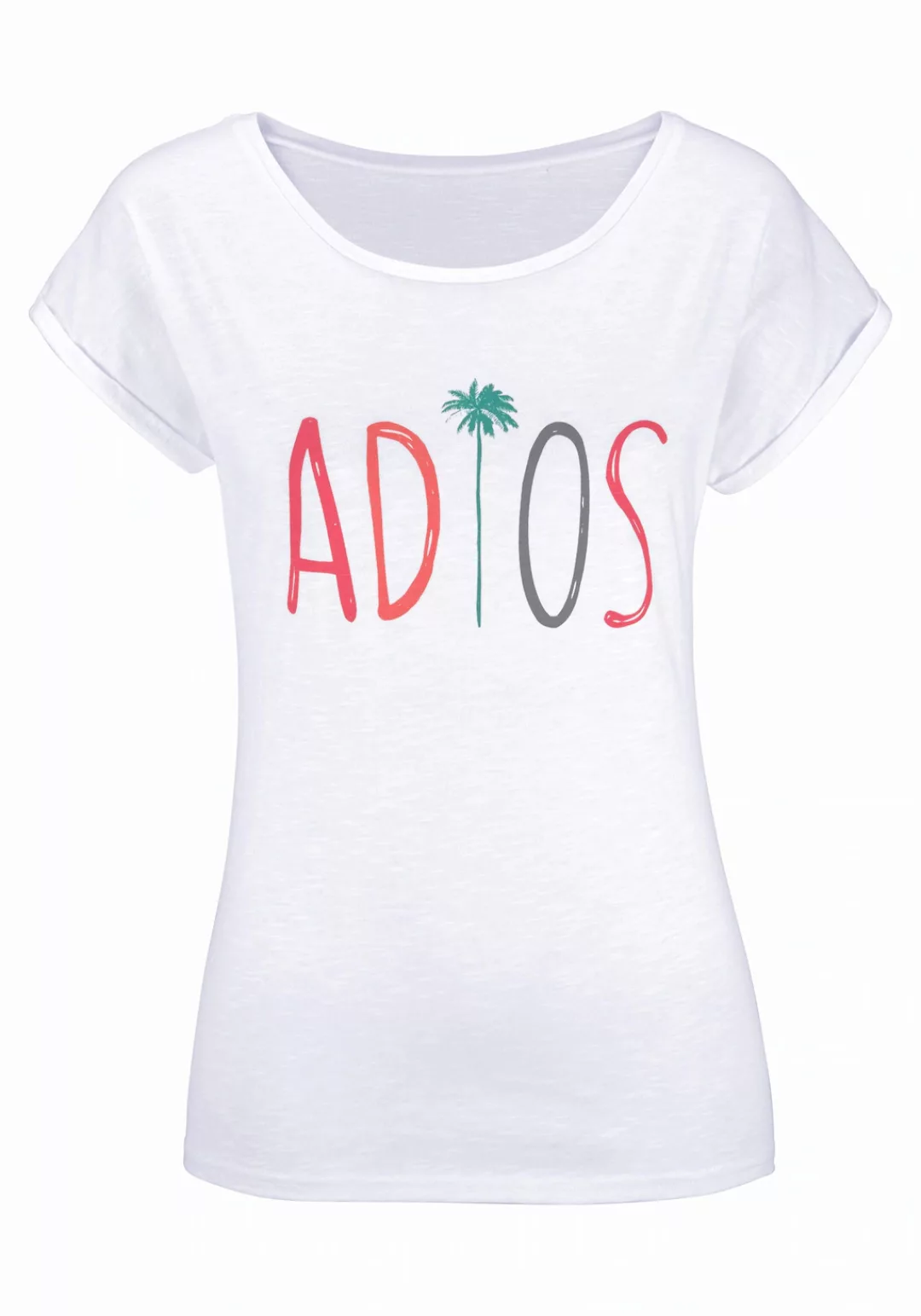 Beachtime T-Shirt mit modischem Sprüche Frontdruck "Adios günstig online kaufen