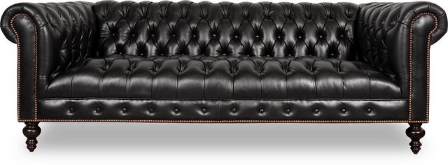 Xlmoebel Sofa Neues schwarzes Chesterfield-Sofa aus hochwertigem Ledertexti günstig online kaufen