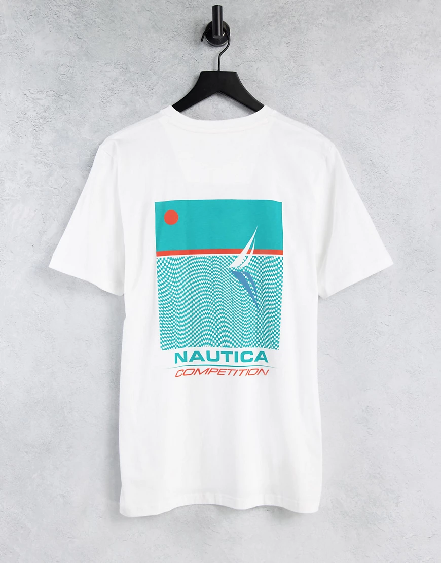 Nautica Competition – Scuttles – T-Shirt in Weiß mit Rückenprint günstig online kaufen