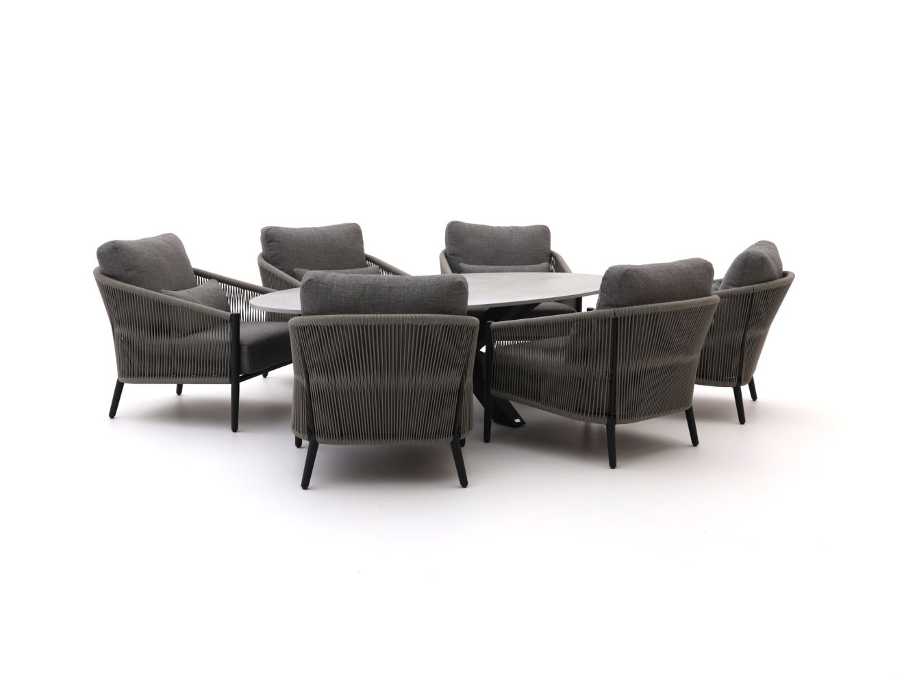 Bellagio Mineo/Induno Ellips 240 cm Low Dining Gartenmöbel-Set 7-teilig günstig online kaufen