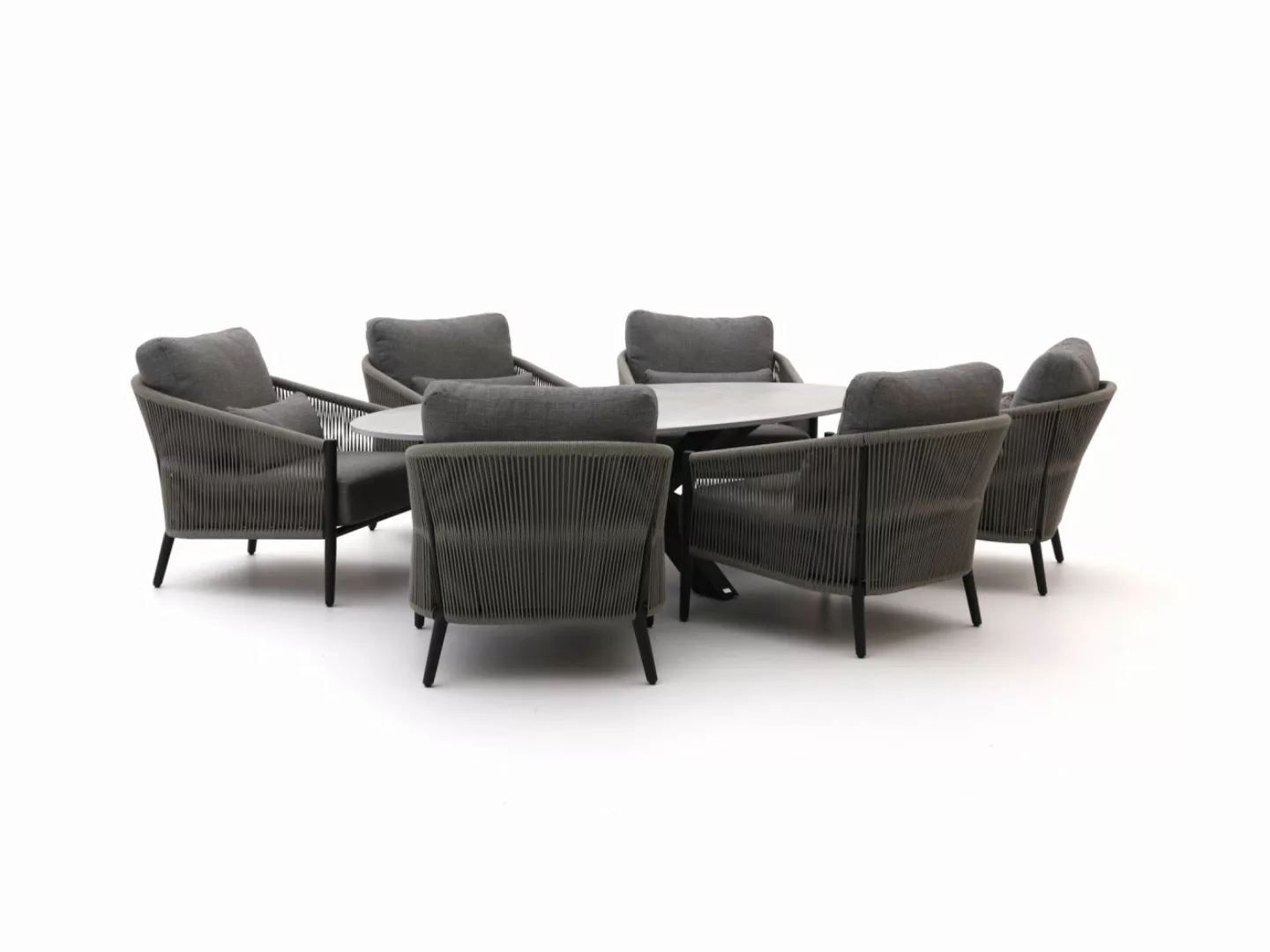 Bellagio Mineo/Induno Ellips 240 cm Low Dining Gartenmöbel-Set 7-teilig günstig online kaufen