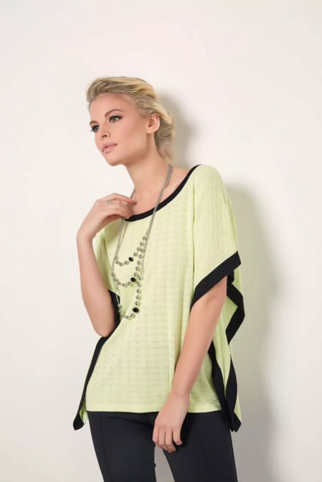 Passioni Blusenponcho Sommer Strukturstrick Poncho in Limetten Grün günstig online kaufen