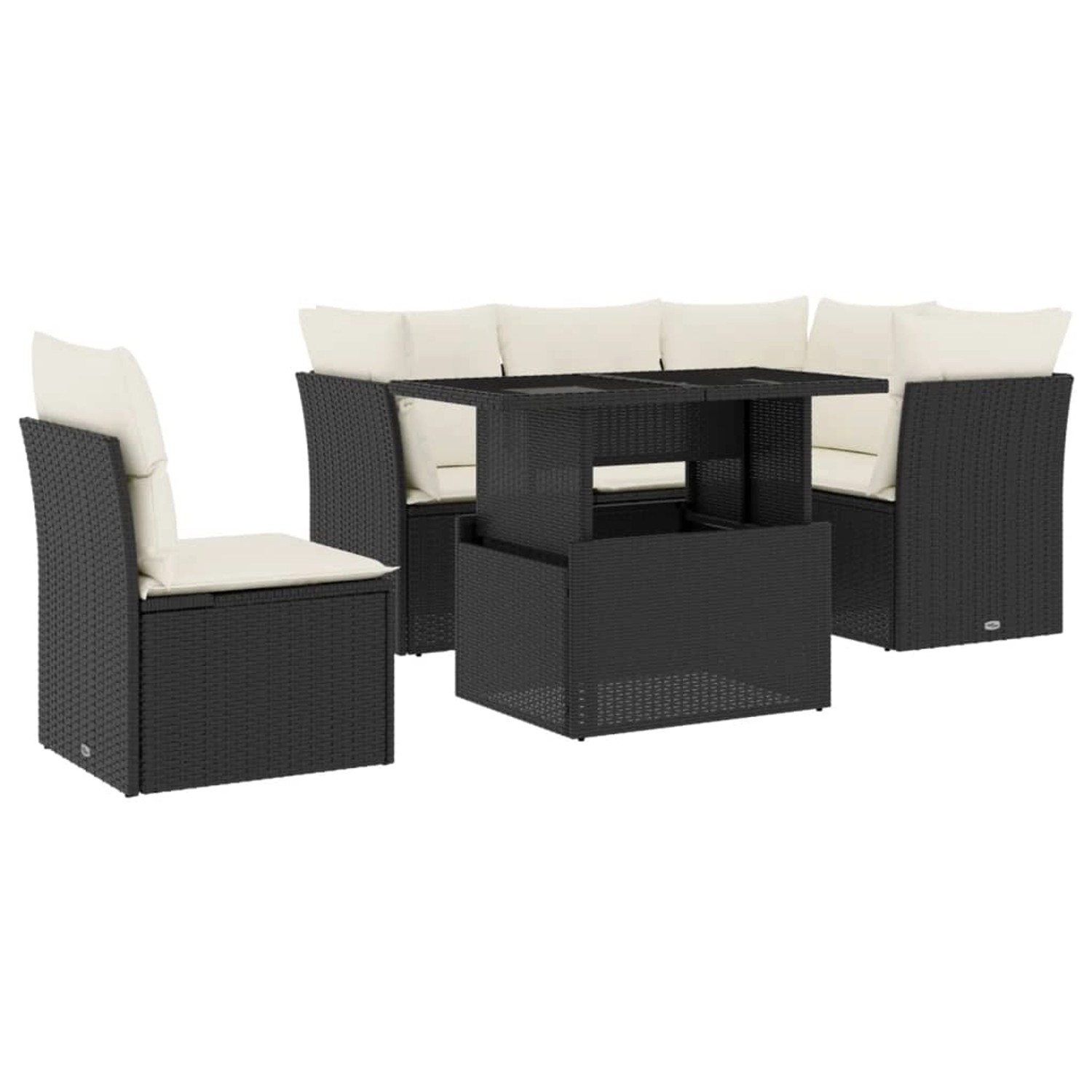 vidaXL 6-Tlg Garten-Sofagarnitur mit Kissen Schwarz Poly Rattan 3266586 günstig online kaufen