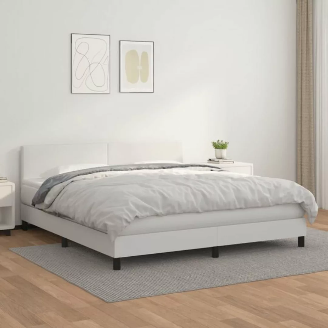 vidaXL Bettgestell Boxspringbett mit Matratze Weiß 180x200 cm Kunstleder Be günstig online kaufen