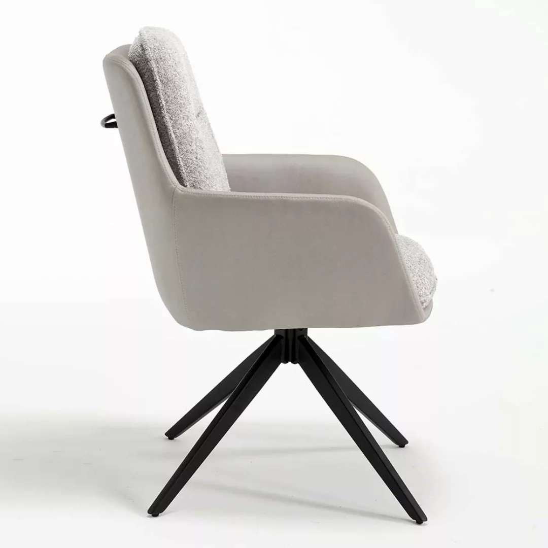 Esstisch Armlehnenstuhl Set in Grau und Schwarz 59 cm breit (2er Set) günstig online kaufen