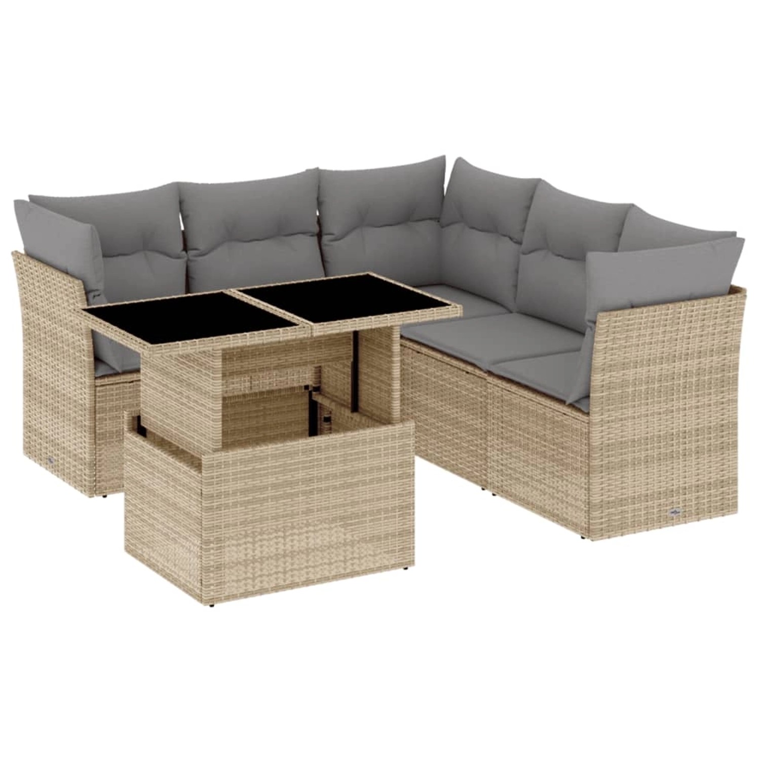 vidaXL 6-tlg Garten-Sofagarnitur mit Kissen Beige Poly Rattan Modell 377 günstig online kaufen