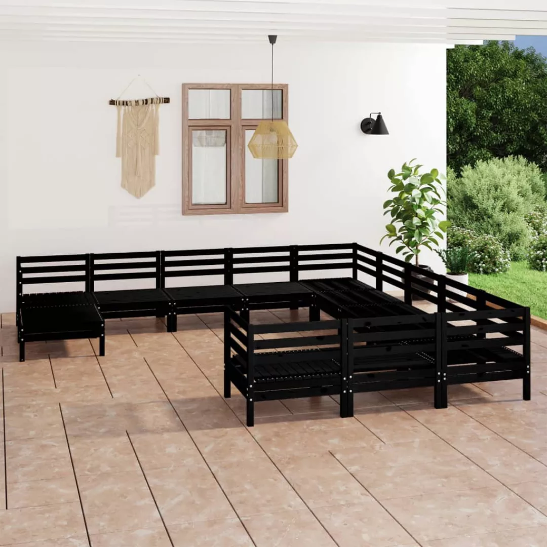 12-tlg. Garten-lounge-set Schwarz Massivholz Kiefer günstig online kaufen