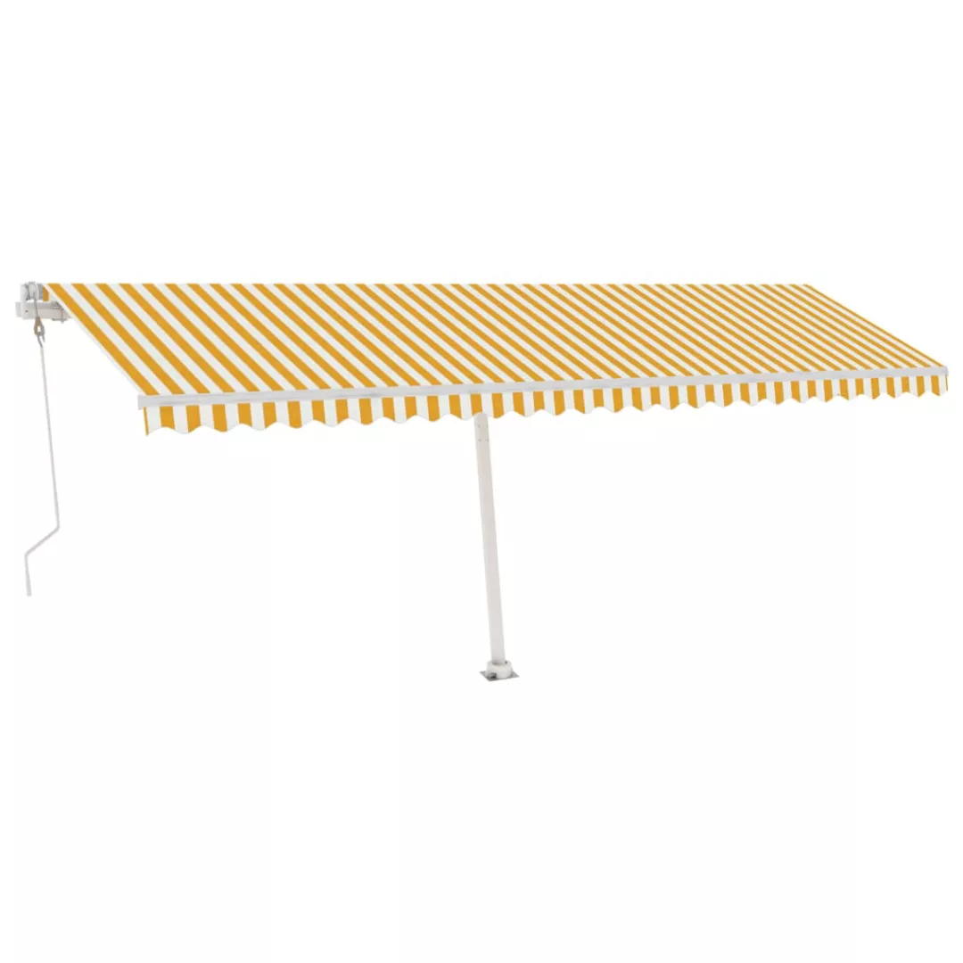 Automatische Markise Mit Led & Windsensor 600x350 Cm Gelb/weiß günstig online kaufen