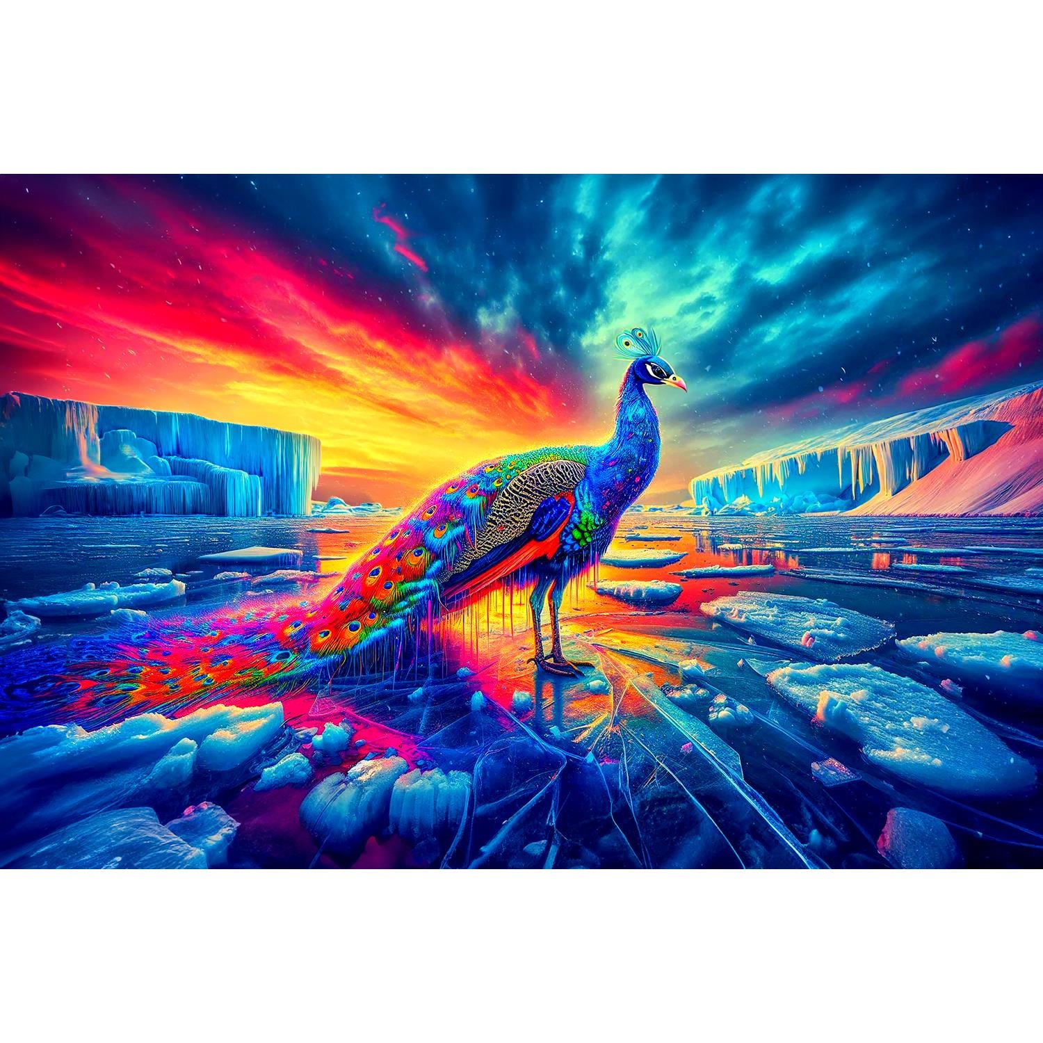 queence Acrylglasbild »Surrealer Polarzauber«, Fantasy-Vögel-Sonnenaufgang, günstig online kaufen