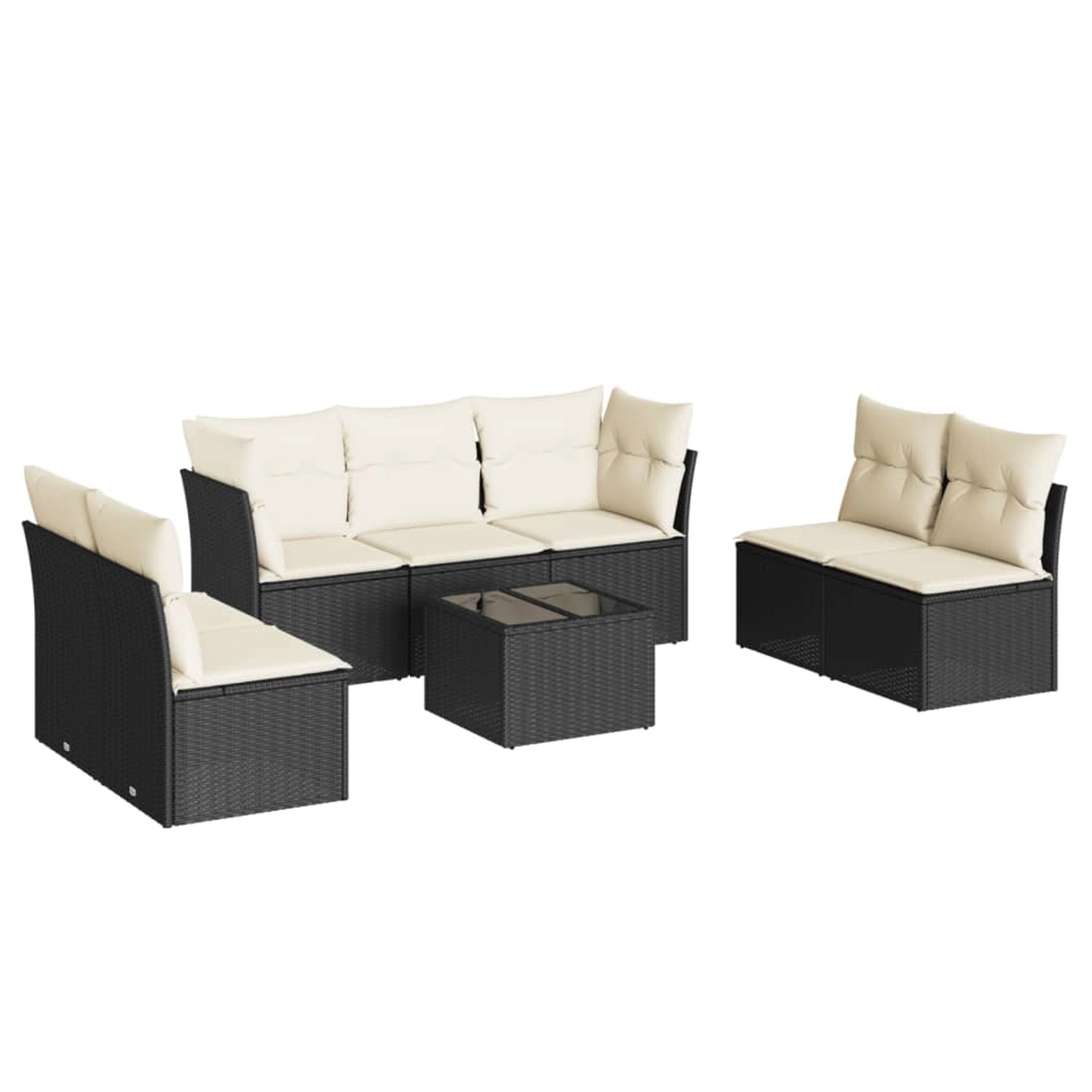 vidaXL 8-tlg Garten-Sofagarnitur mit Kissen Schwarz Poly Rattan Modell 65 günstig online kaufen