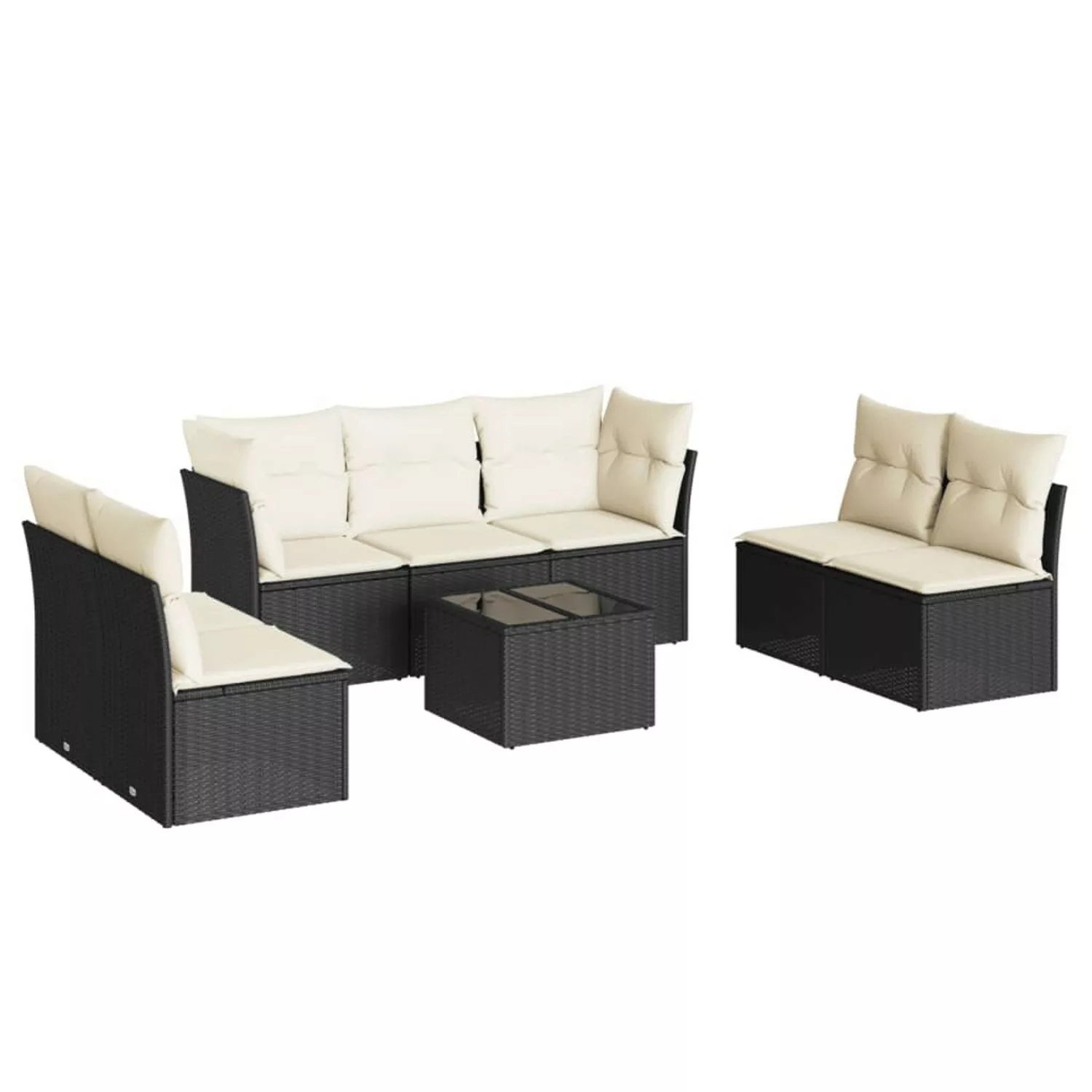 vidaXL 8-tlg Garten-Sofagarnitur mit Kissen Schwarz Poly Rattan Modell 65 günstig online kaufen