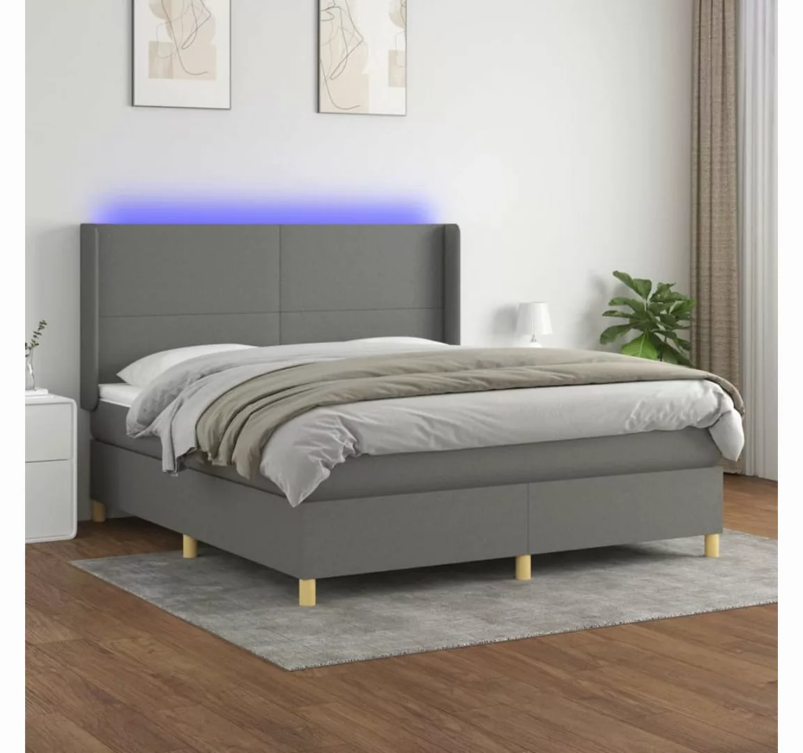 vidaXL Boxspringbett Boxspringbett mit Matratze LED Dunkelgrau 180x200 cm S günstig online kaufen