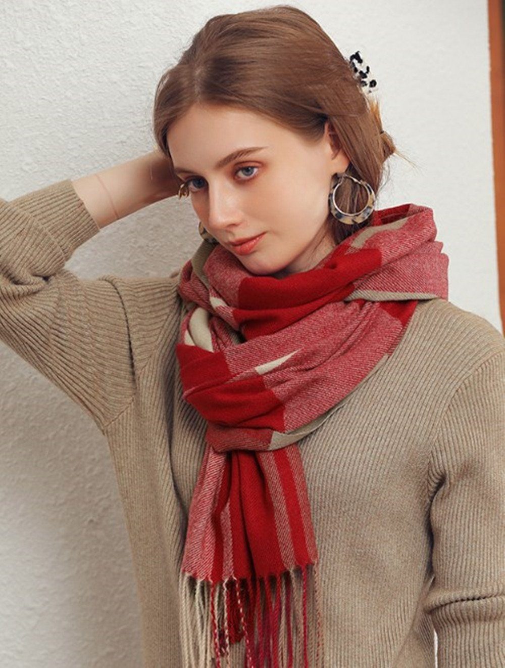 XDeer Wollschal Damen Schal,kuschelweich Karo,Winter Schal günstig online kaufen
