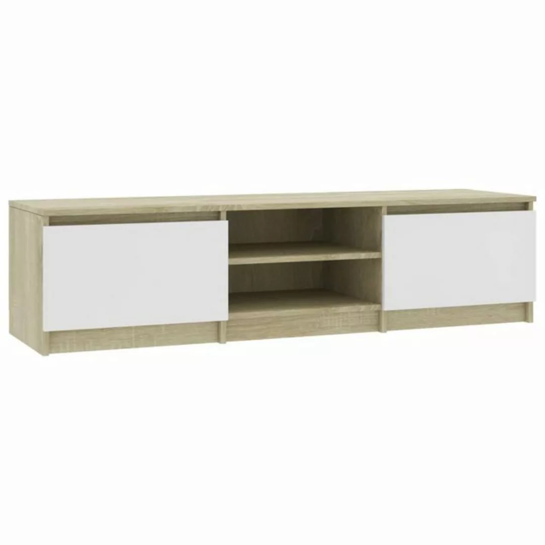 furnicato TV-Schrank Weiß und Sonoma-Eiche 140x40x35,5 cm Holzwerkstoff (1- günstig online kaufen