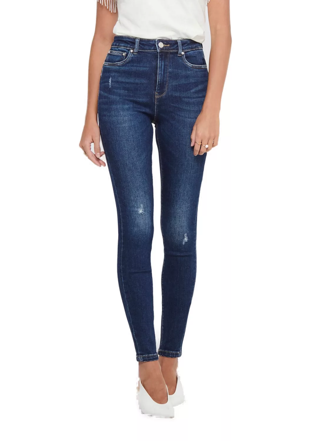 Only Damen Jeans ONLMILA HW SK ANK BJ374 - Skinny Fit - Blau - Dark Blue De günstig online kaufen