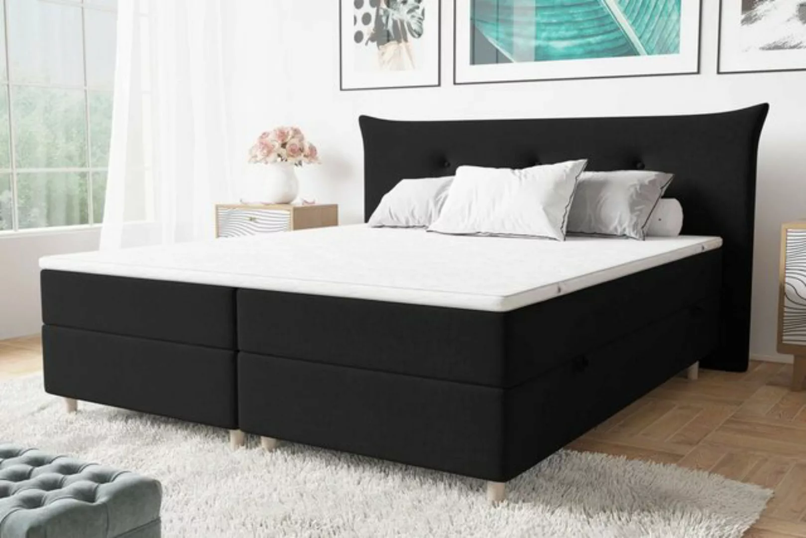 Stylefy Boxspringbett Artemis (Schlafzimmerbett, Bett), gepolstert günstig online kaufen