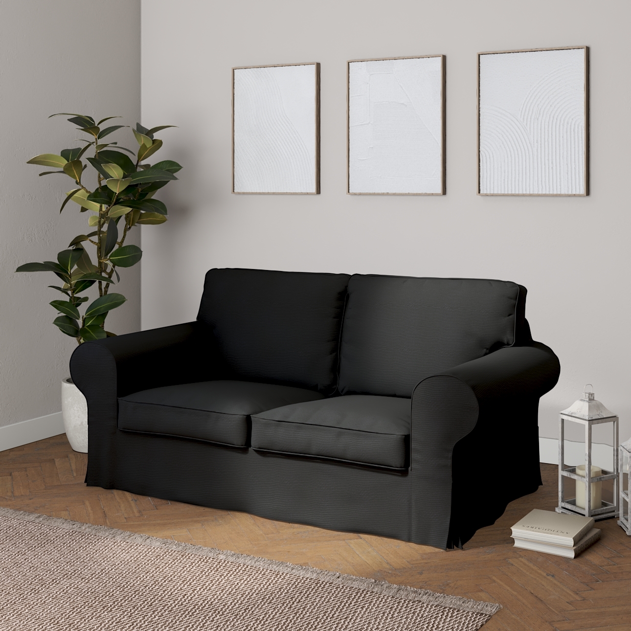 Bezug für Ektorp 2-Sitzer Sofa nicht ausklappbar, schwarz, Sofabezug für  E günstig online kaufen