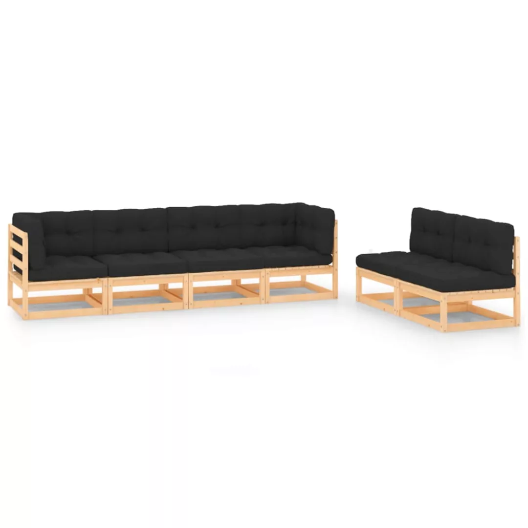 6-tlg. Garten-lounge-set Mit Anthrazit Kissen Massivholz Kiefer günstig online kaufen