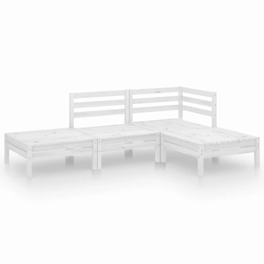 4-tlg. Garten-lounge-set Weiß Massivholz Kiefer günstig online kaufen