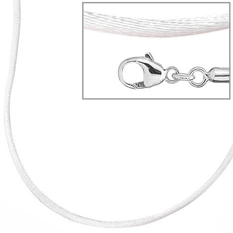 SIGO Collier Halskette Seide weiss 42 cm, Verschluss 925 Silber Kette günstig online kaufen