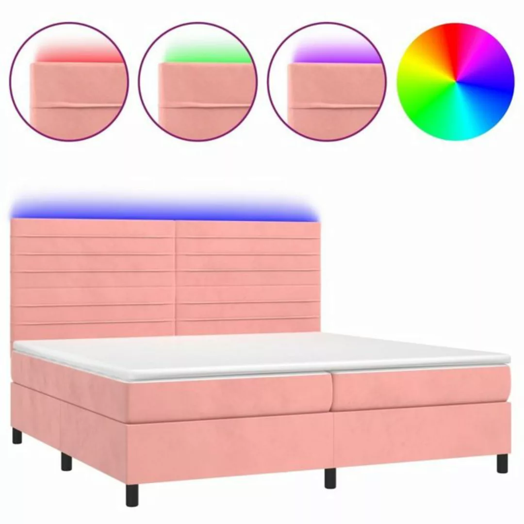 vidaXL Boxspringbett Boxspringbett mit Matratze LED Rosa 200x200 cm Samt Be günstig online kaufen