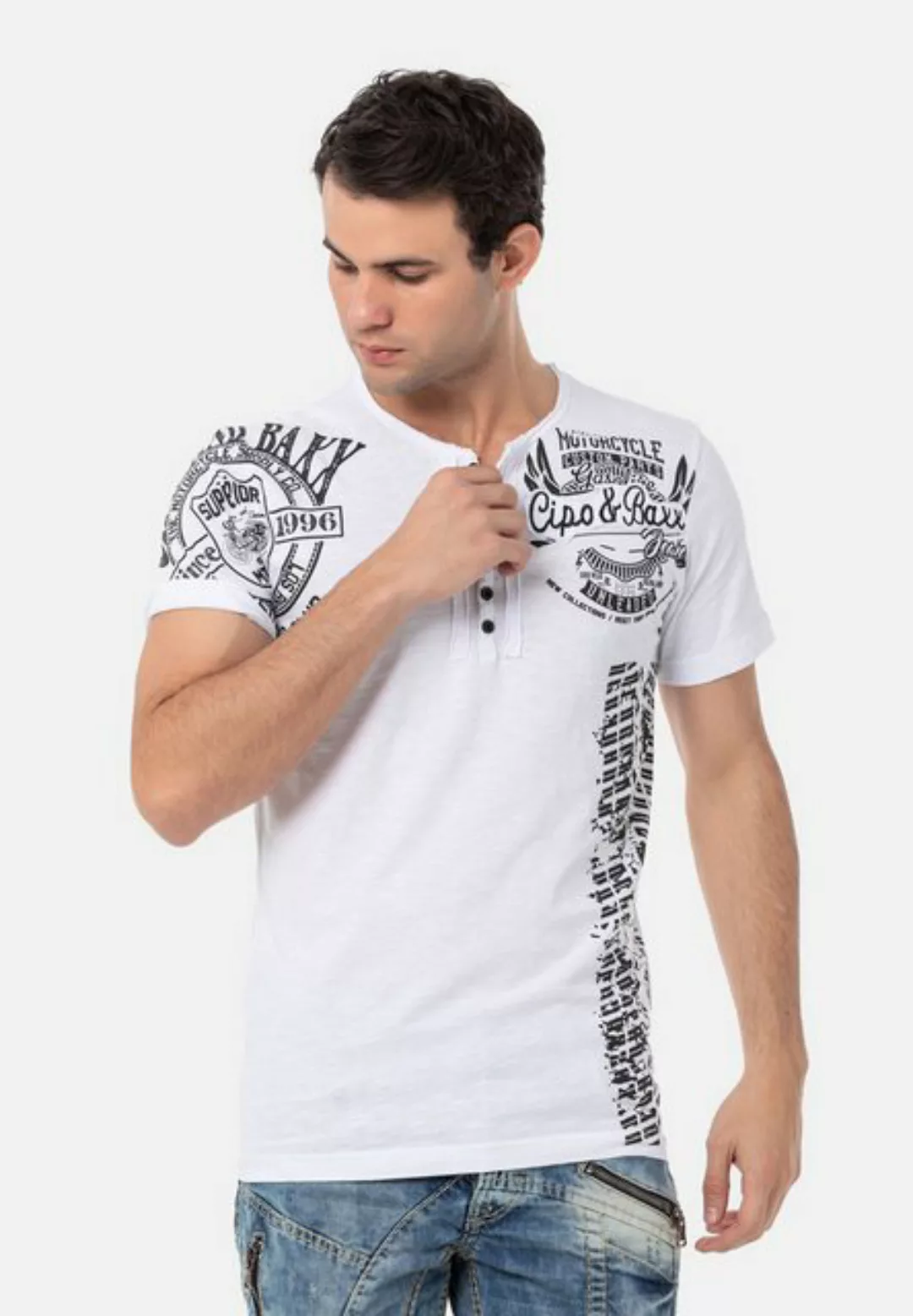 Cipo & Baxx T-Shirt, mit kurzer Knopfleiste günstig online kaufen