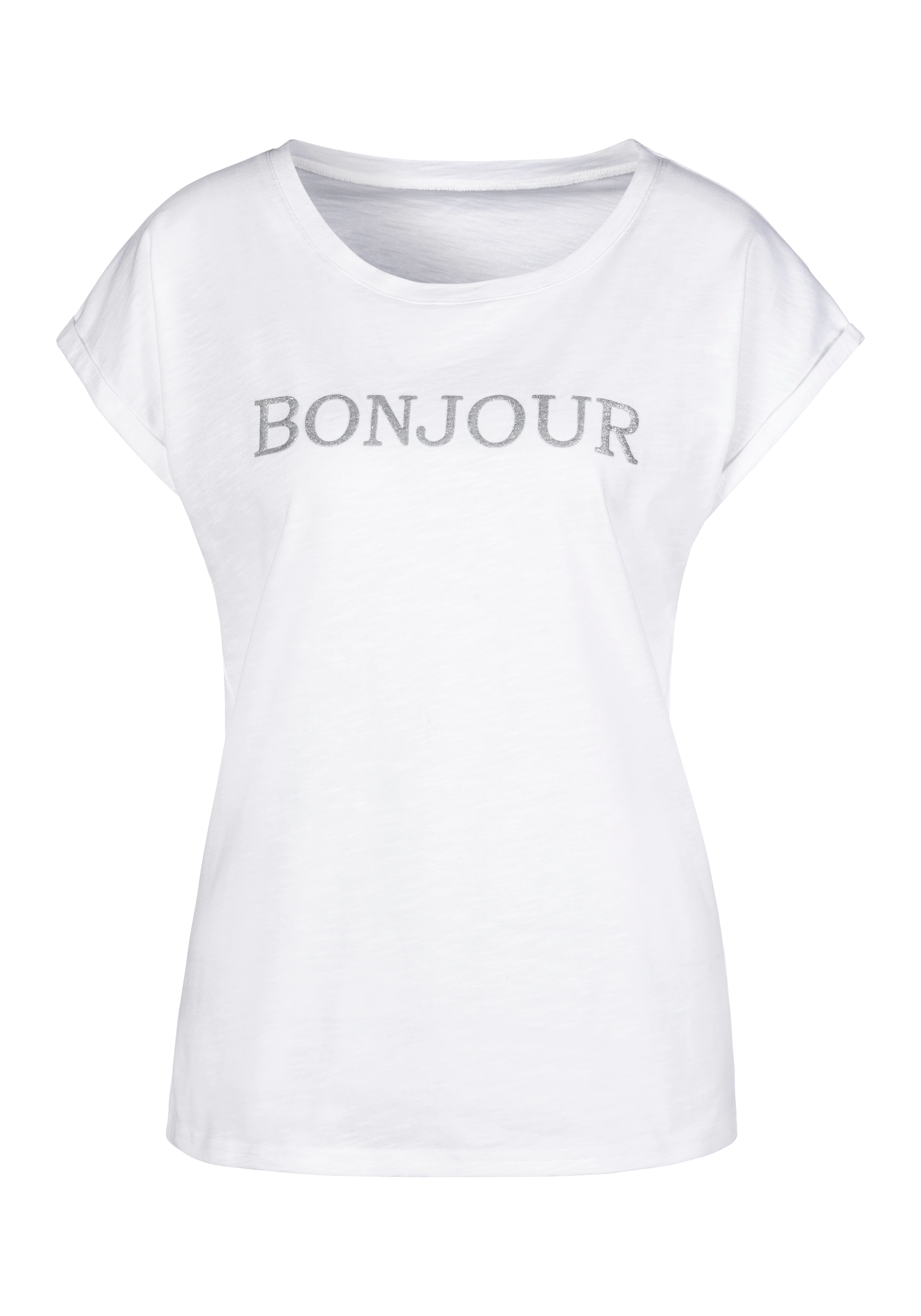 Vivance T-Shirt mit modischem Frontdruck "Bonjour günstig online kaufen