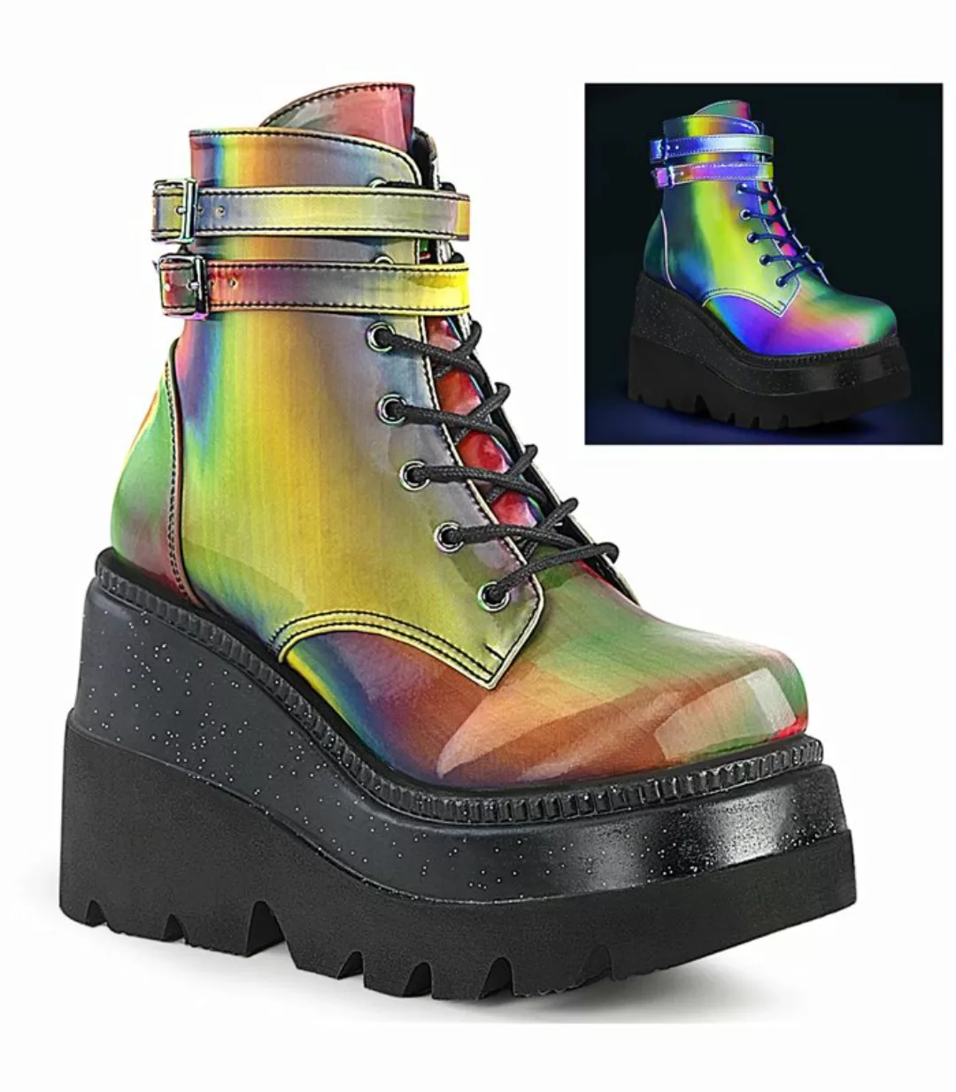 Plateau Ankle Boots SHAKER-52 - Bunt Hologramm (Schuhgröße: EUR 37) günstig online kaufen
