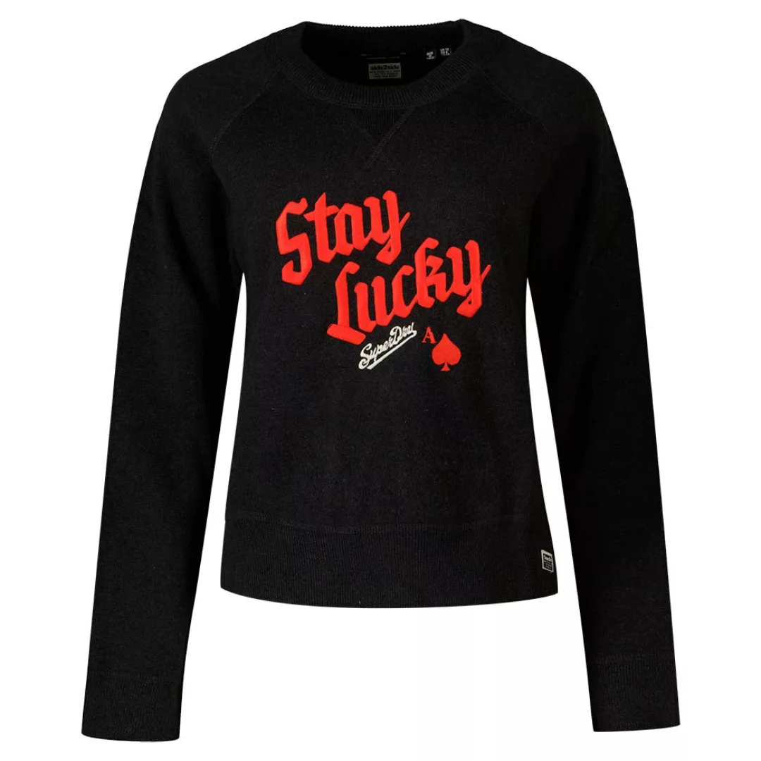 Superdry Embroidered Cotton Crew Pullover L Black Marl günstig online kaufen