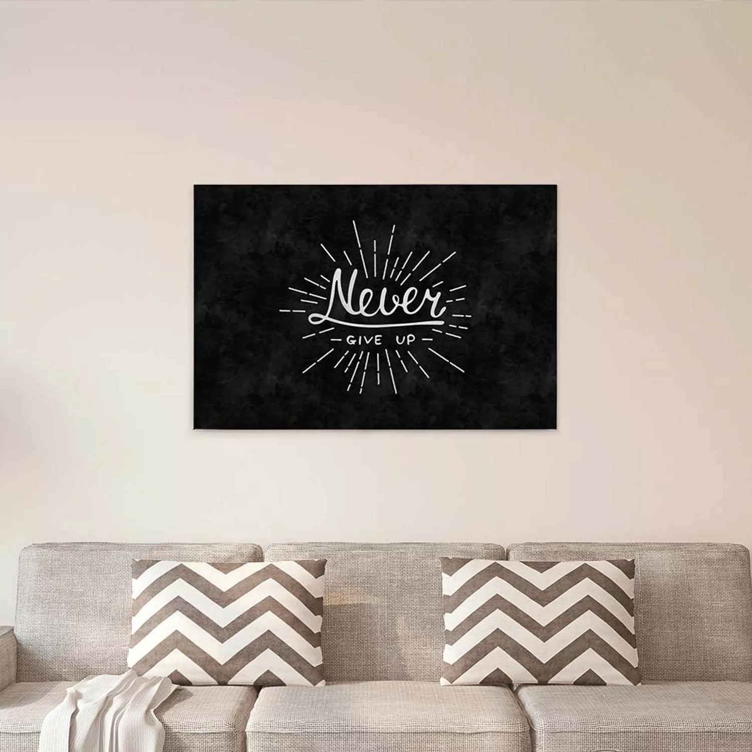 Bricoflor Spruch Bild In Schwarz Weiß Leinwand Bild Never Give Up Motivatio günstig online kaufen