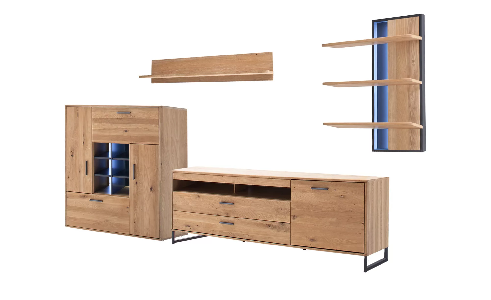 Woodford Wohnkombination  Oakland ¦ holzfarben ¦ Maße (cm): B: 338 H: 204 T günstig online kaufen