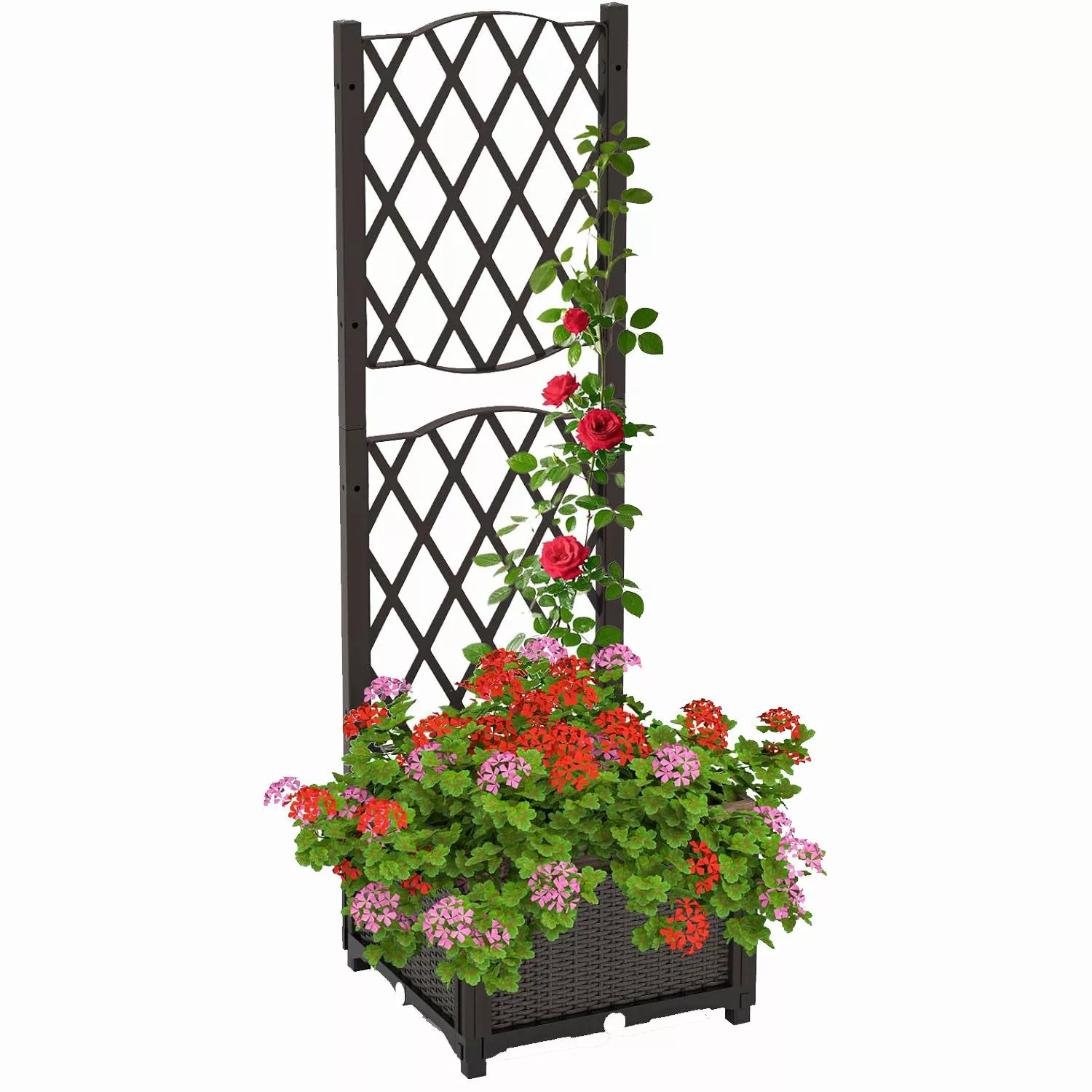 KOMFOTTEU Blumenkasten, Hochbeet mit Rankgitter für günstig online kaufen