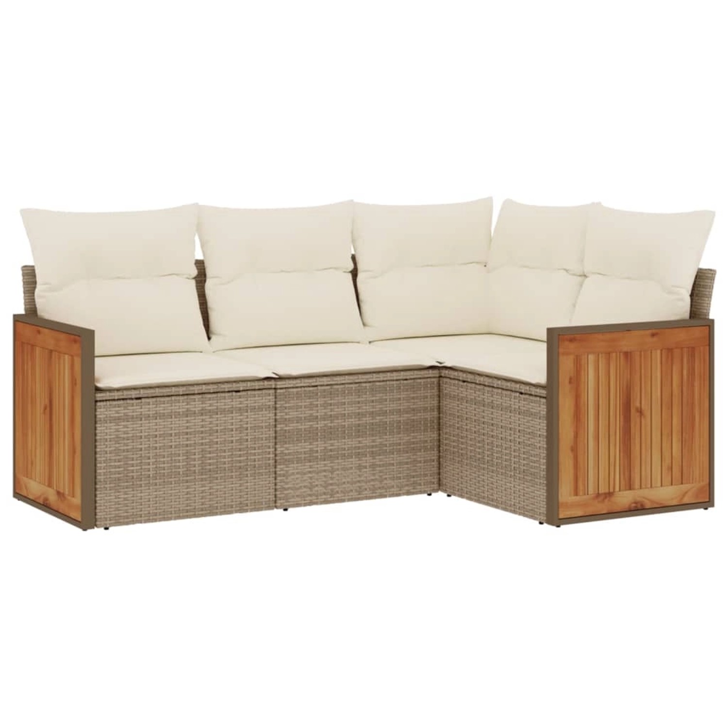 vidaXL 4-Tlg Garten-Sofagarnitur mit Kissen Beige Poly Rattan 3227612 günstig online kaufen