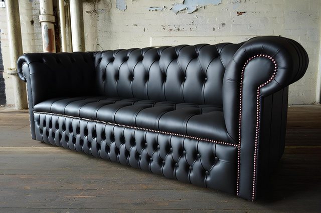 Xlmoebel Sofa Großes Designer-Sofa in Schwarz aus Leder und Stoff, 3-Sitzer günstig online kaufen