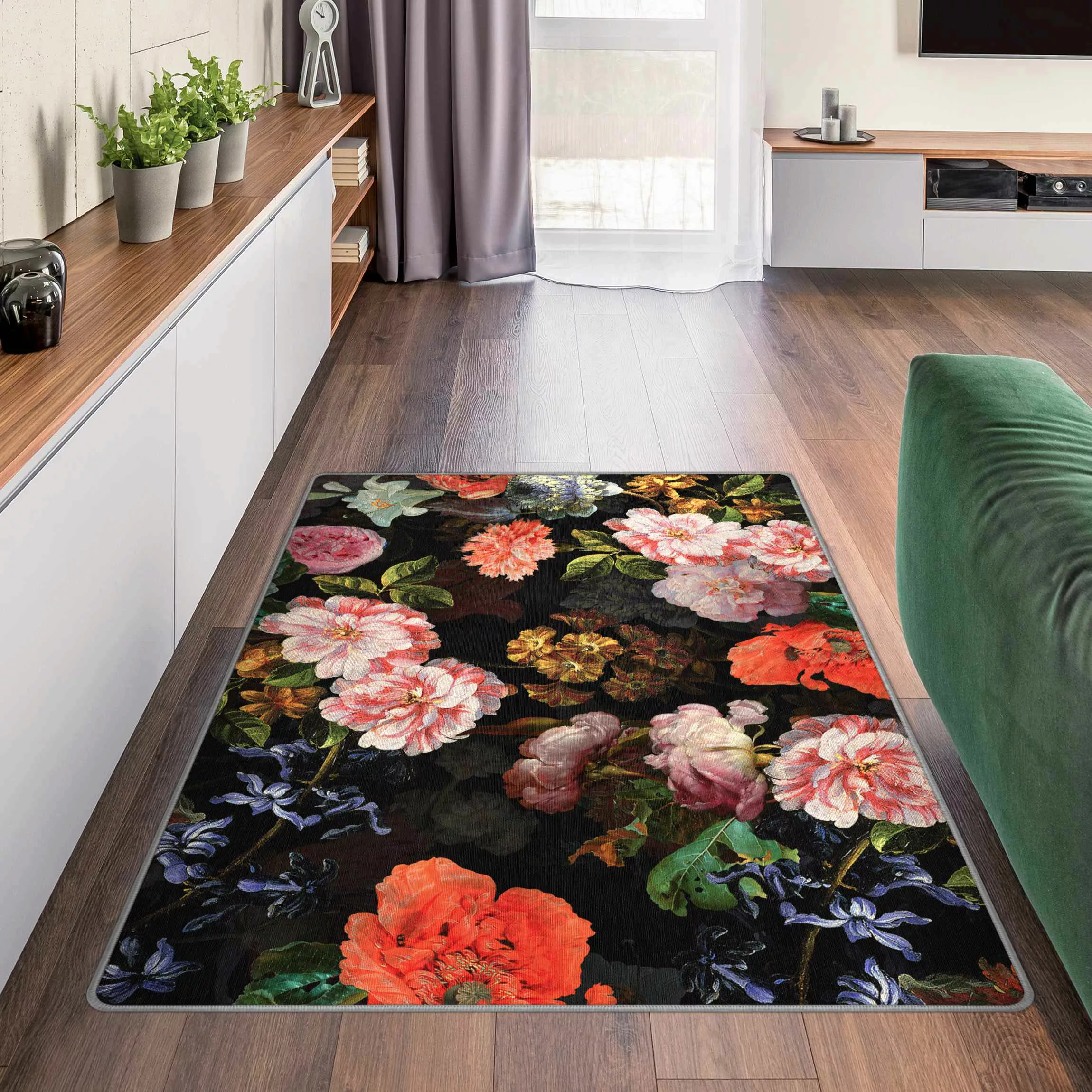 Teppich Dunkles Blumenbouquet günstig online kaufen