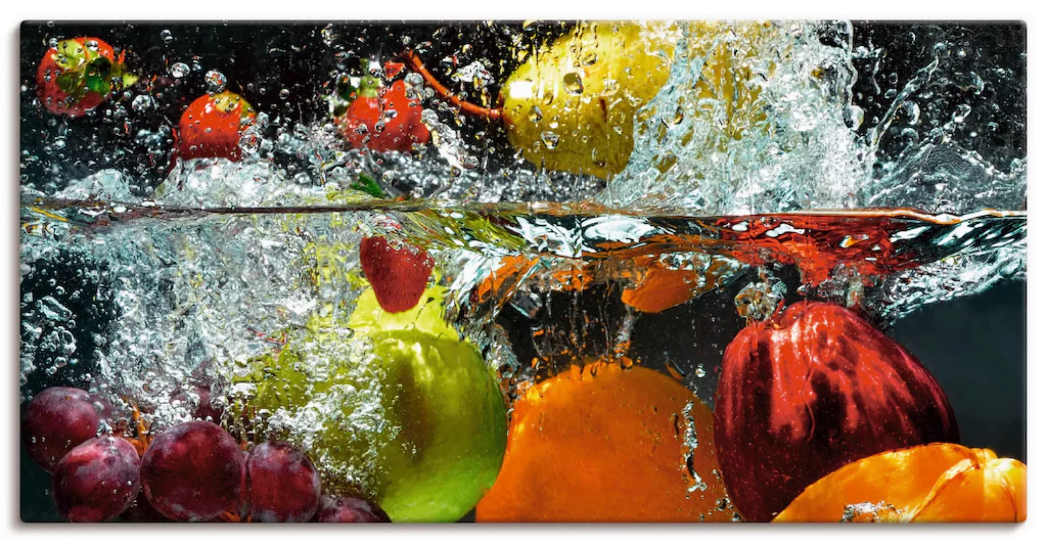 Artland Wandbild "Spritzendes Obst auf dem Wasser", Lebensmittel, (1 St.) günstig online kaufen