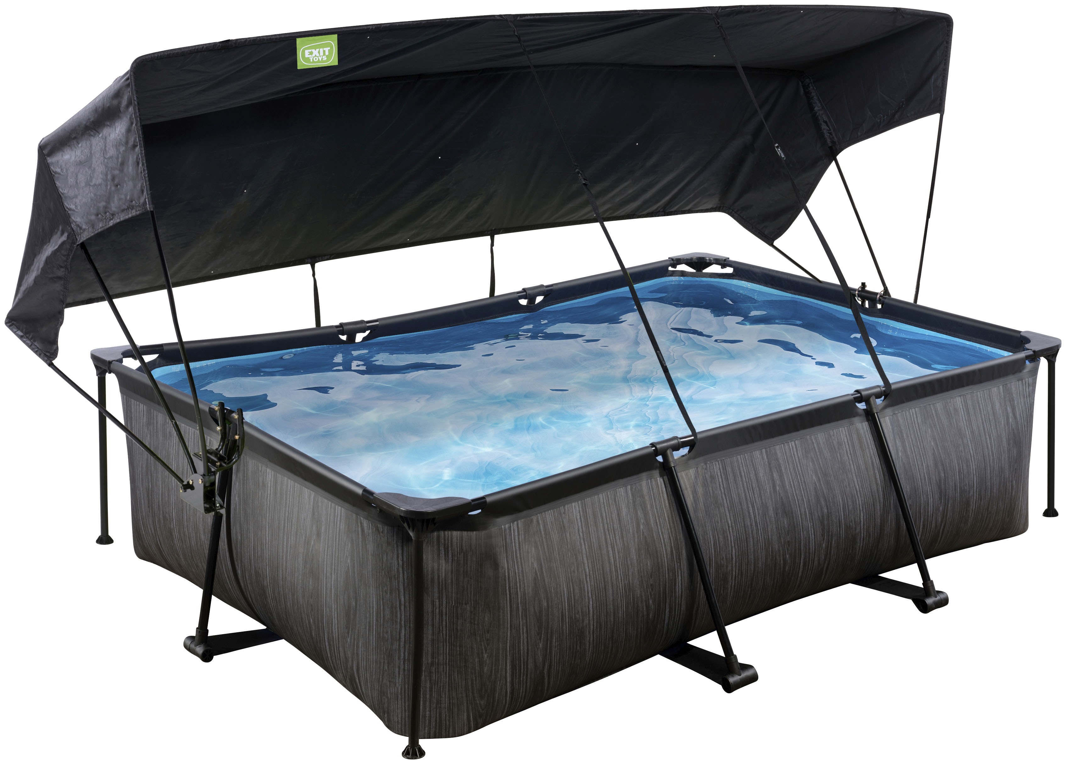 EXIT Framepool "Black Wood Pool 220x150x65cm", mit Filterpumpe und Sonnense günstig online kaufen