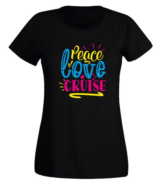 G-graphics T-Shirt Damen T-Shirt - Love Peace Cuise Slim-fit-Shirt, mit Fro günstig online kaufen