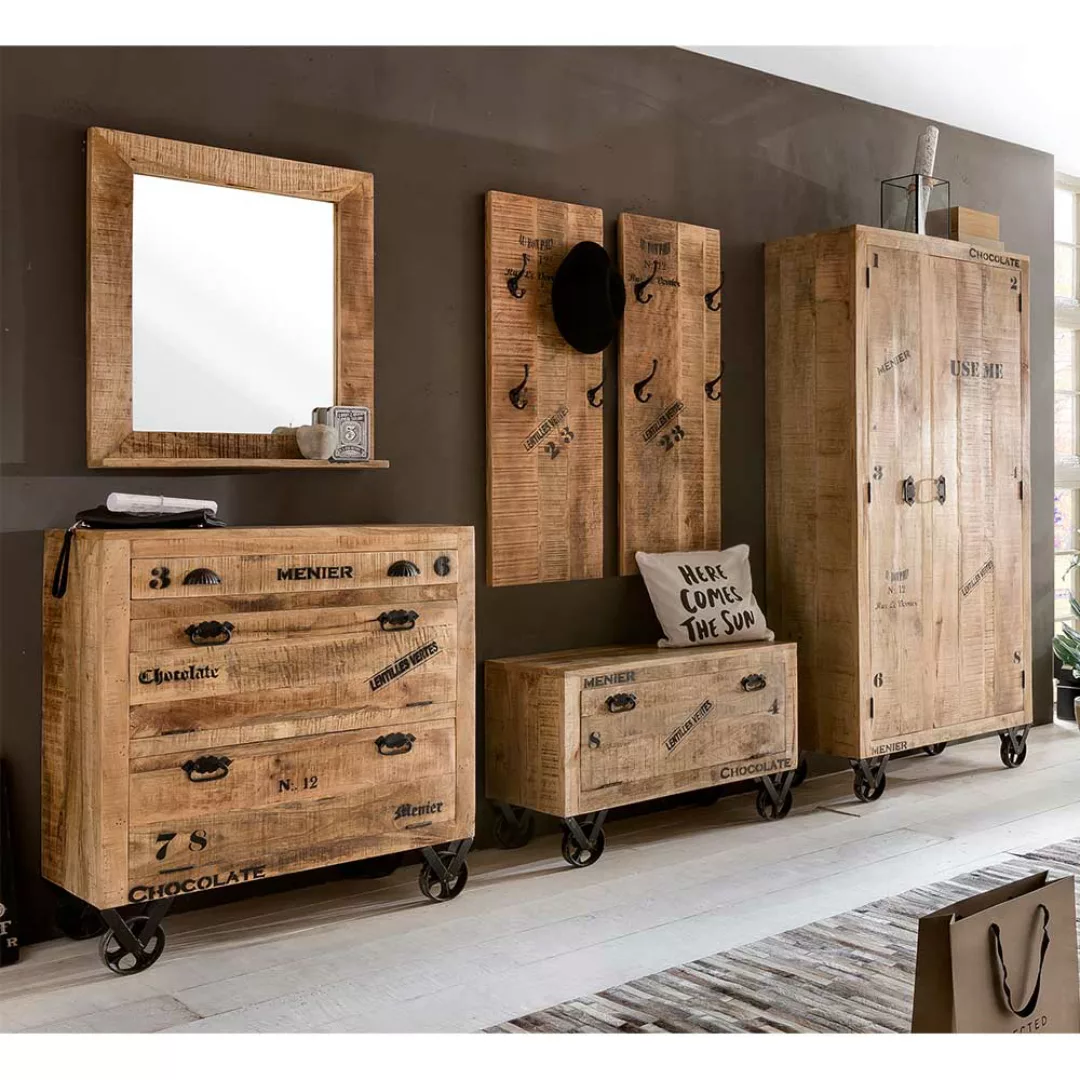Garderobenset im Loft Design Holz massiv (sechsteilig) günstig online kaufen