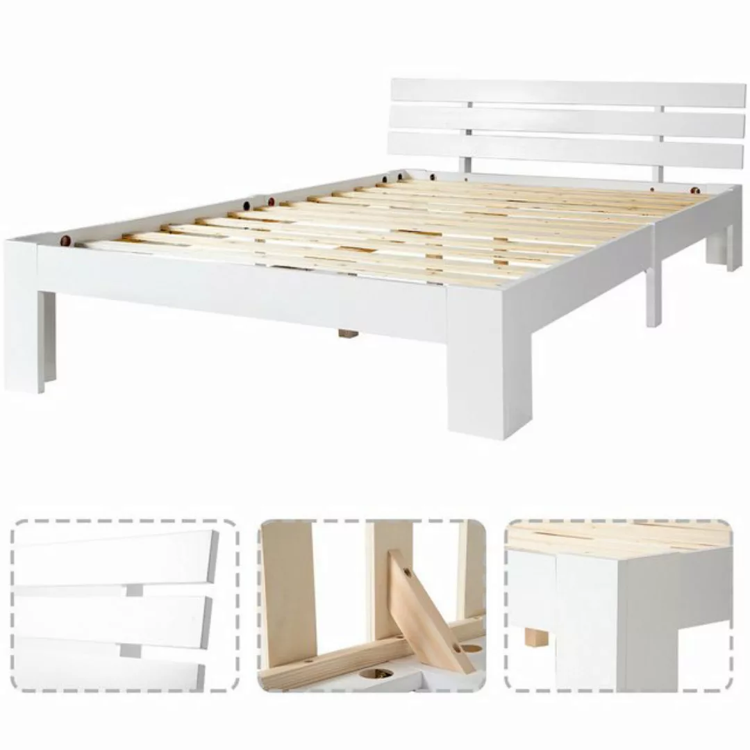 Fine Life Pro Massivholzbett Holzbett-01 (Holzbett Doppelbett mit Kopfteil günstig online kaufen