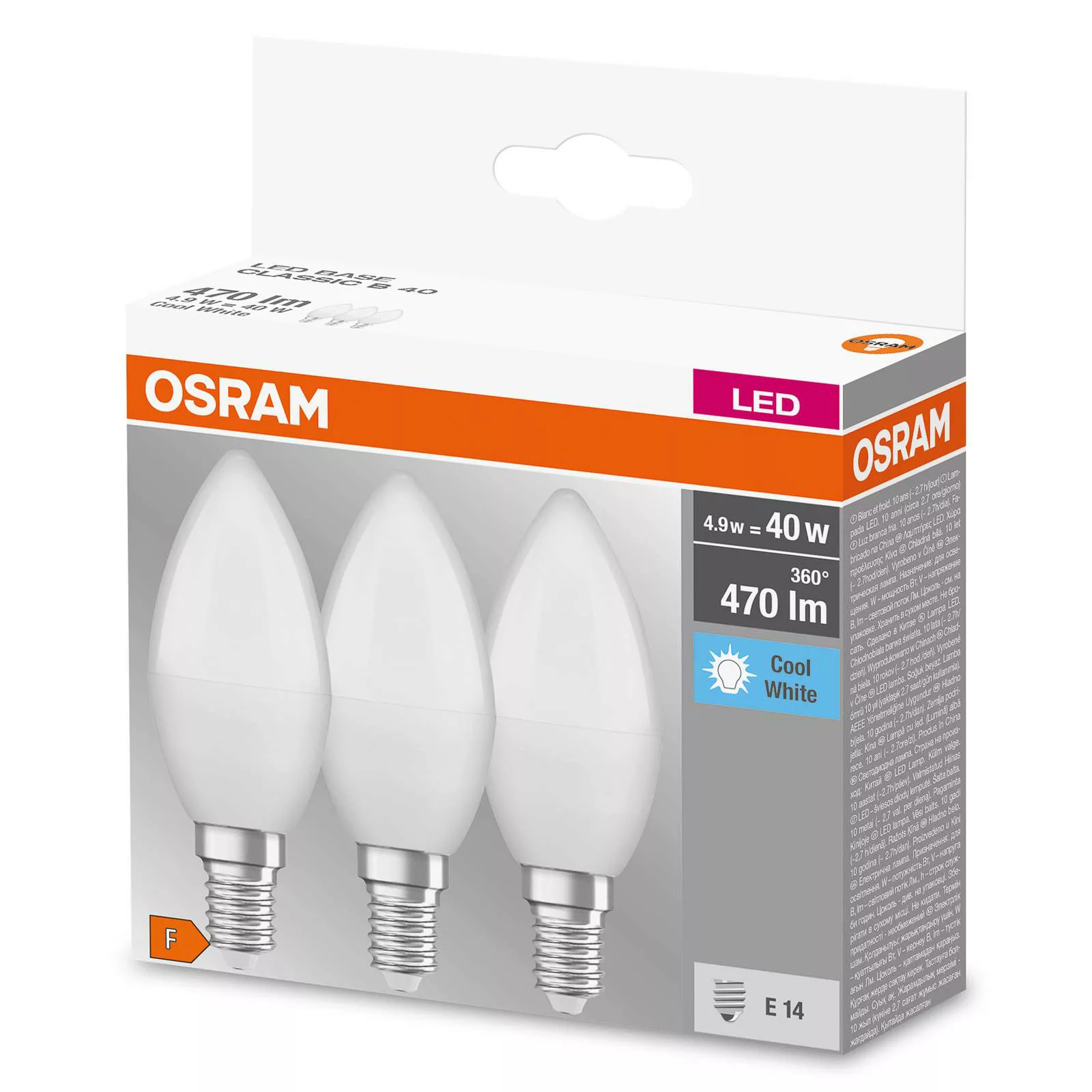 OSRAM LED-Kerze E14 4,9W Base CL B40 840 matt 3er günstig online kaufen