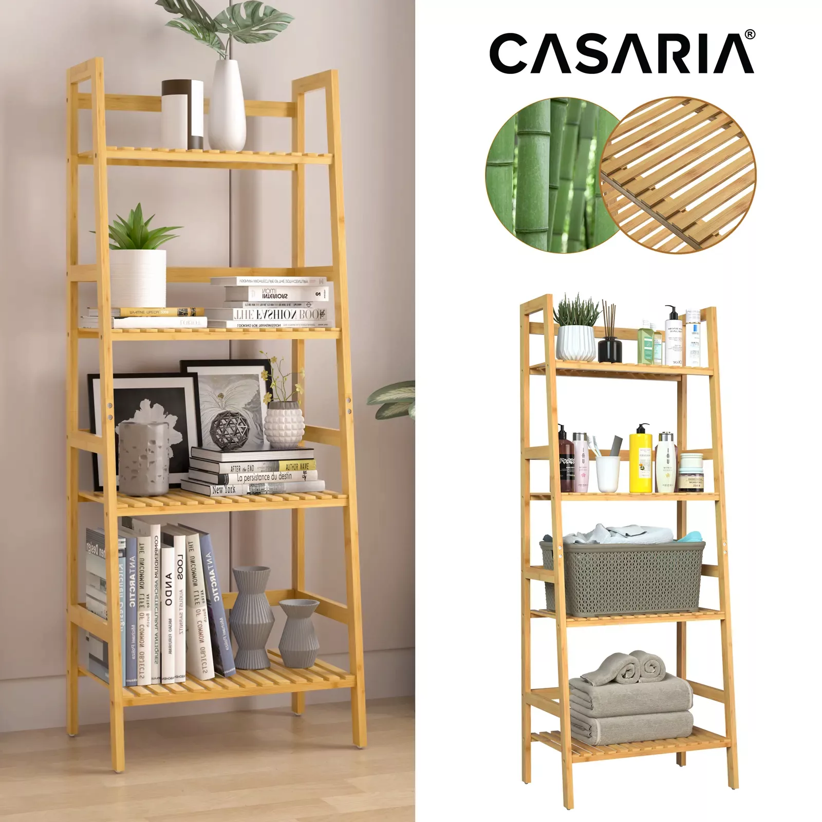 Casaria Standregal Bambus 123x48x32cm günstig online kaufen