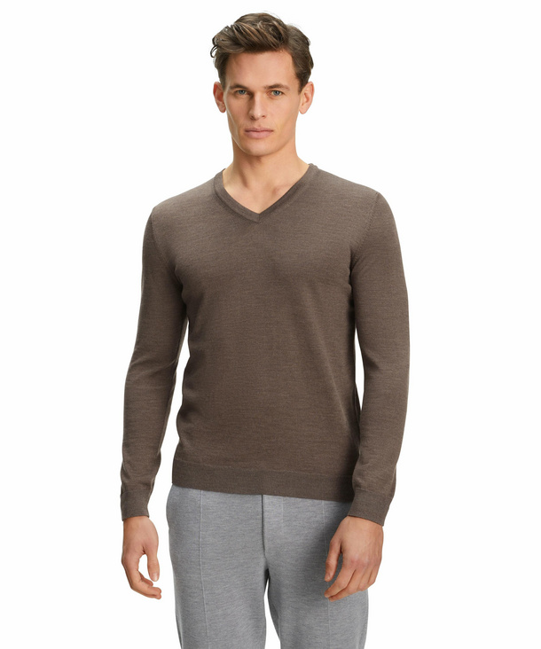 FALKE Herren Pullover V-Ausschnitt, M, Braun, Uni, Wolle, 60911-511203 günstig online kaufen