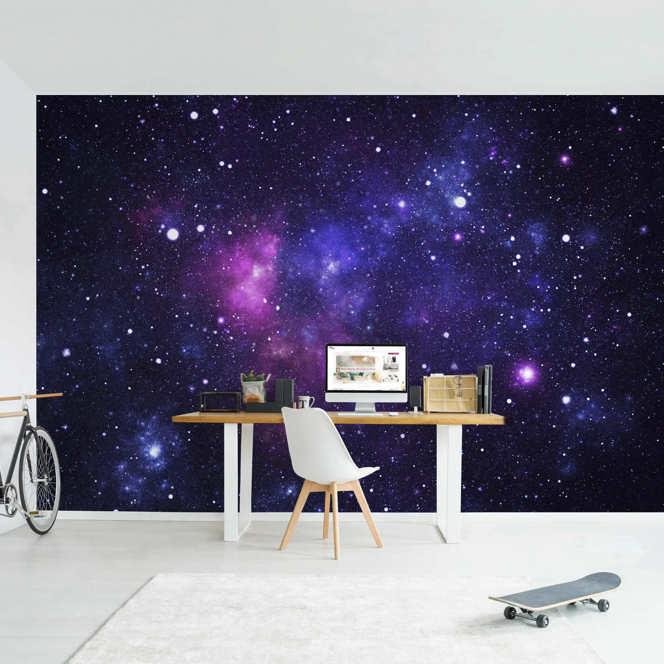 Bilderwelten Fototapete Galaxie violett Gr. 192 x 192 günstig online kaufen