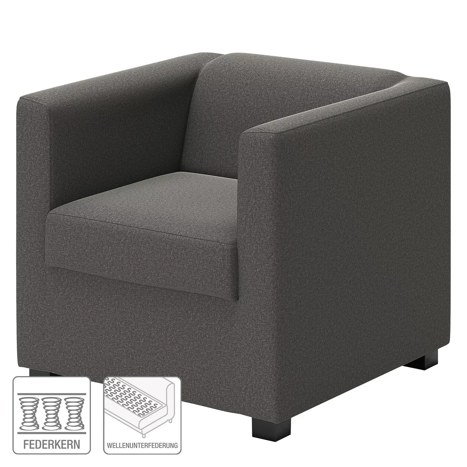 home24 loftscape Sessel Wilno XI Dunkelgrau Flachgewebe 74x71x75 cm (BxHxT) günstig online kaufen
