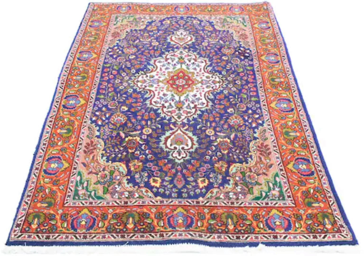 morgenland Wollteppich »Täbriz Teppich handgeknüpft blau«, rechteckig günstig online kaufen