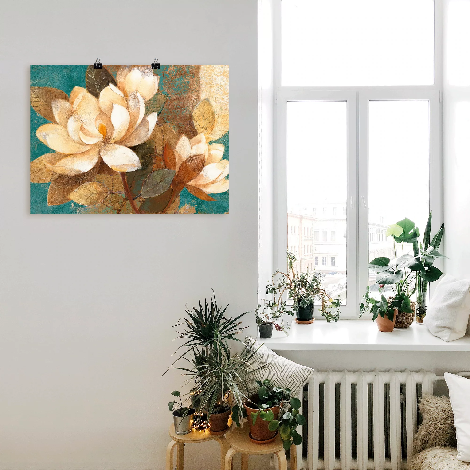 Artland Wandbild "Türkise Magnolien", Blumen, (1 St.), als Poster, Wandaufk günstig online kaufen