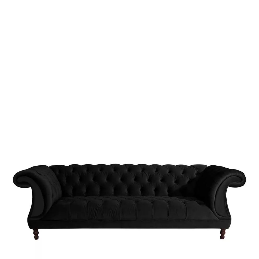 Schwarzes Neo Barock Sofa aus Samtvelours 253 cm breit günstig online kaufen